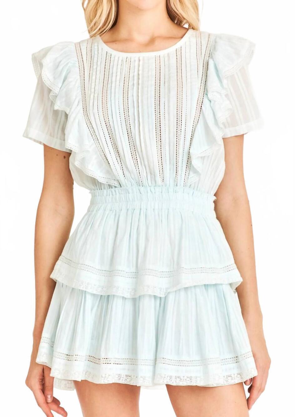 NEW LOVESHACKFANCY natasha mini dress in horizon blue hand dye
